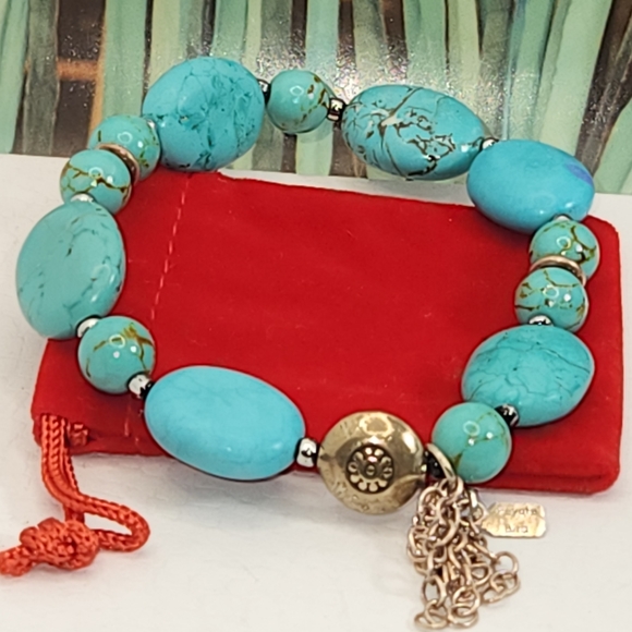 #2053 NATIVE AMERICAN SIGNED(PEYOTE BIRDS) 925 STERLING SILVER TURQUOISE STO